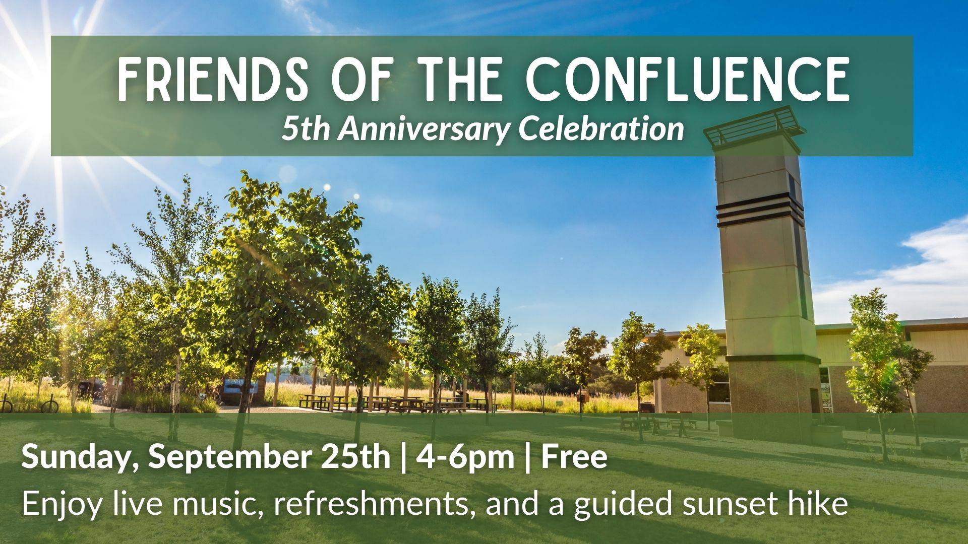 Friends of The Confluence 5th Anniversary Celebration Banner