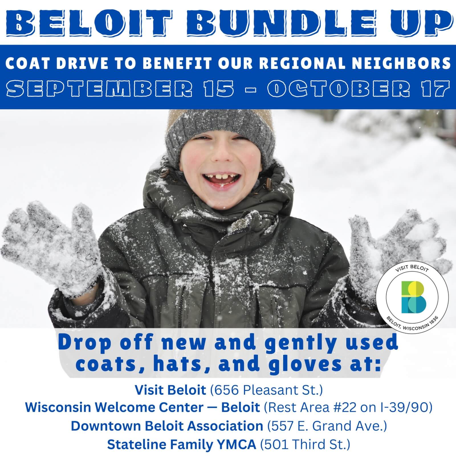 Visit Beloit Supports Winter Drive to Help Beloit Bundle Up Visit Beloit Supports Winter Drive to Help Beloit Bundle Up