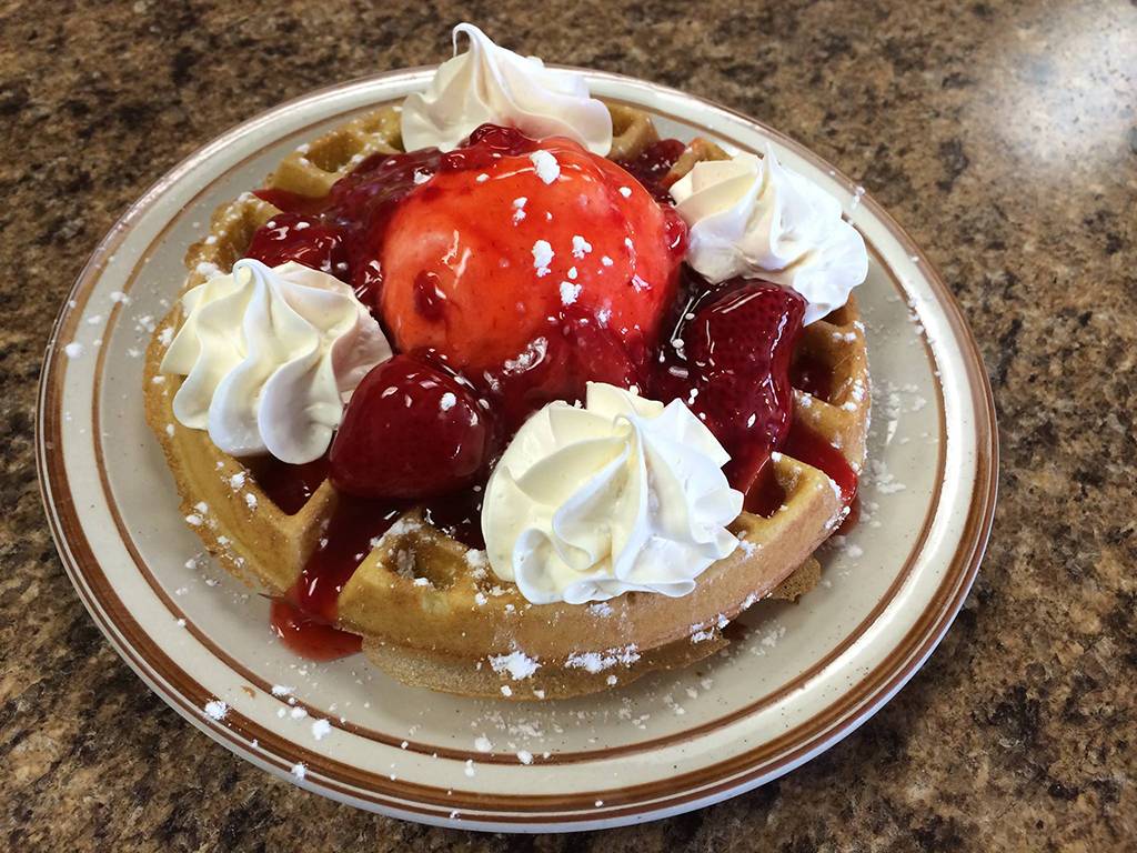 Waffle with fruit is a great option for breakfast & brunch