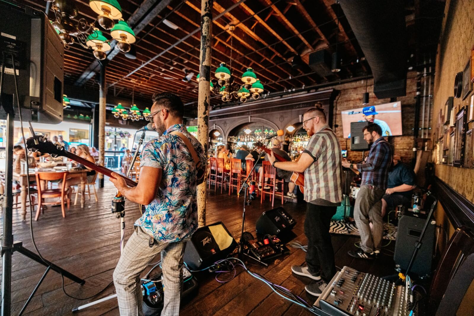 A band plays at the Truk't for a crowd